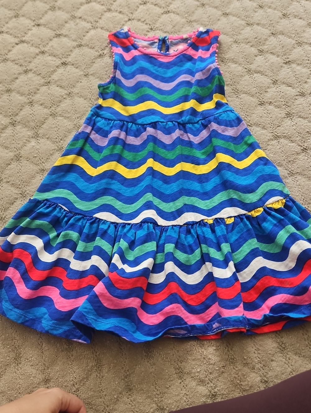 Mini Boden Girls Multicolor Wavy Stripe Sundress 6/7